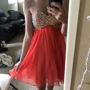 salmon bedazzled top babydoll dress